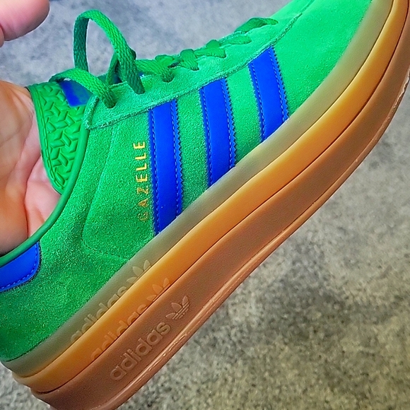 Adidas Gazelle Bold Tri Gum Sold Platform Blue And Green Shoes Size 9 - Picture 10 of 12